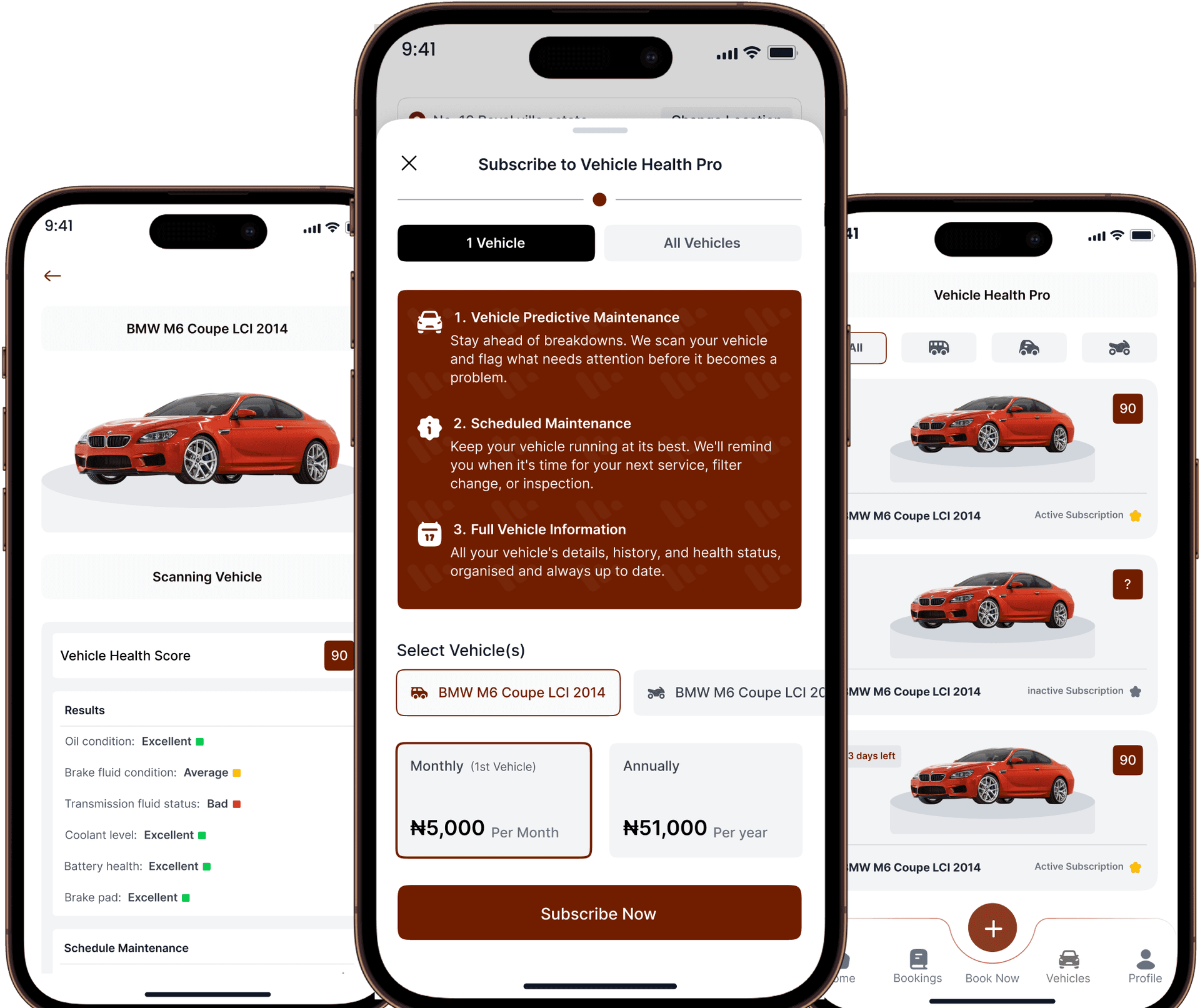 Vehicle Health Pro app screens